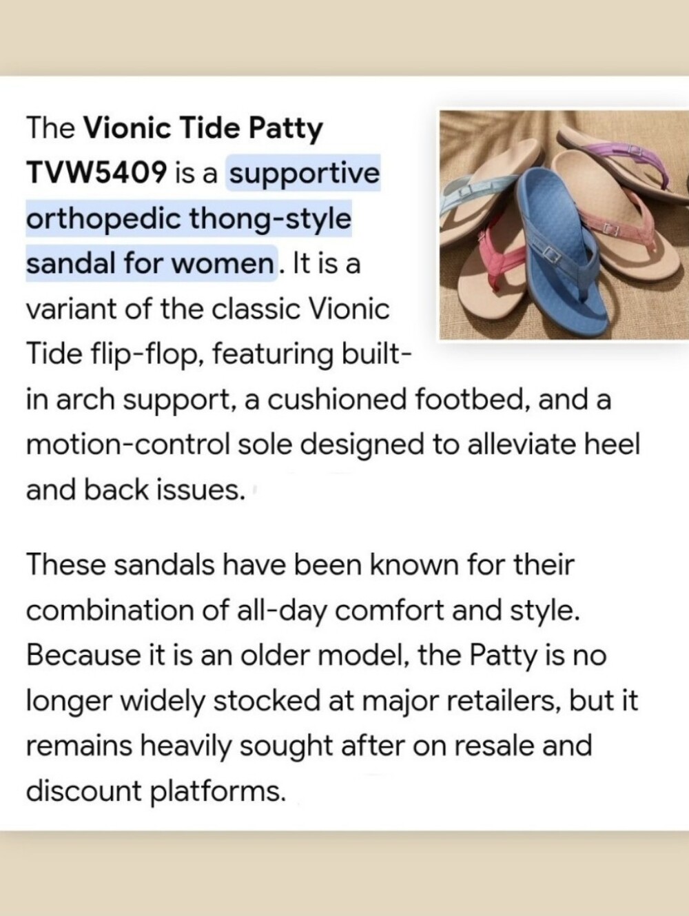 Vionic Tide Patty Orthotic Sandal With Buckle Detail, Macaroon, Size 7 - Picture 11 of 11